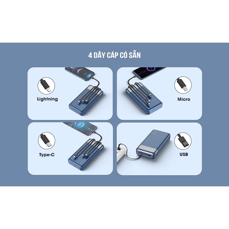 Pin Sạc Dự Phòng Remax RPP-200 50.000mAh QC22.5W PD20W, 3 Inputs 6 Outputs. RPP-199 30.000mAh sạc cực nhanh