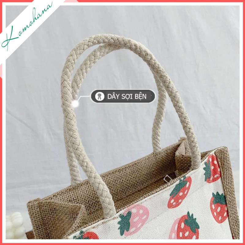 Túi xách nữ mini giá rẻ Komohana túi canvas 20*20cm, làm túi đựng cơm thời trang | BigBuy360 - bigbuy360.vn