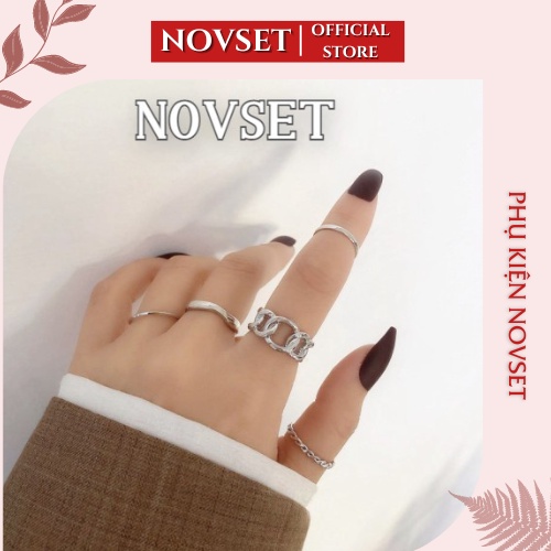 set 5 nhẫn hình tròn móc chéo nhau Novset