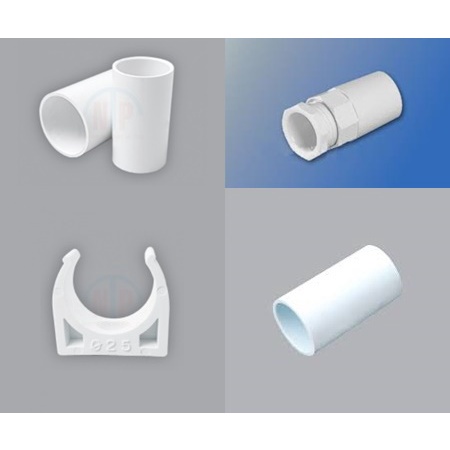 Nối ống điện - Kẹp đỡ ống – Nối răng ống điện PVC các size 16, 20, 25, 32.NANOCO