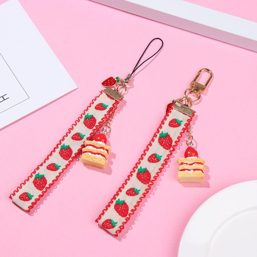 Dây treo điện thoại mặt hình dâu đáng yêu thời trang cho nữ