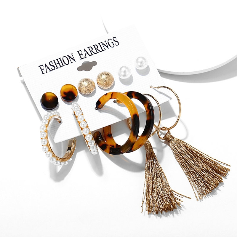 6 pair/set vintage elegant Women Earrings Sets/ Tassel Imitation Pearl Earrings pendant/ multiple styles Pendant Earrings Set