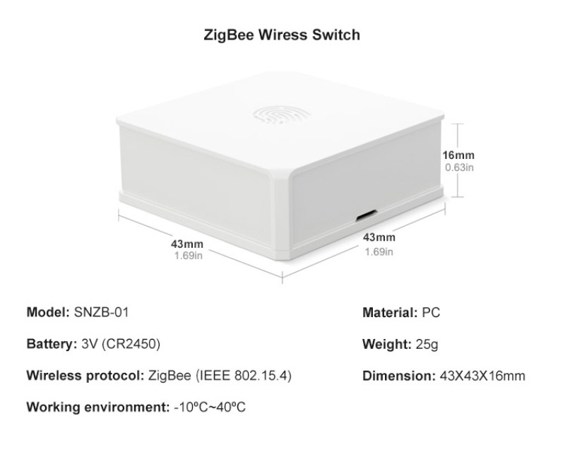 Smart home Smart electronics Wireless WiFi controller Sonoff Snzb-01-Zigbee wireless switch, used with mobile phone APP BEST