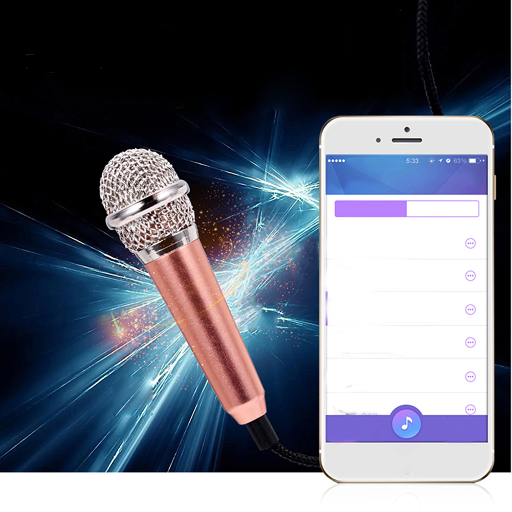 Micro Hát Karaoke Mini Giắc Cắm 3.5mm Có Chân Đế Cho Iphone Android