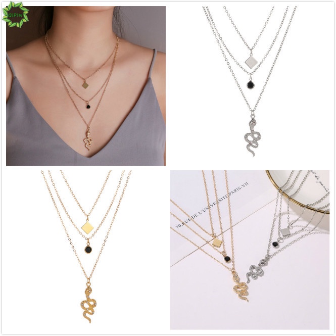Vòng cổ Choker Mặt Hình Rắn Màu Vàng / Bạc Phong Cách Retro Hàn Quốc