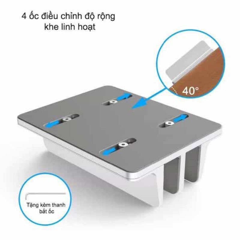Đế dựng đứng Laptop, MTB bằng hơp kim nhôm, kẹp giữ Laptop, máy tính bảng..giúp bàn làm việc gọn gàng.
