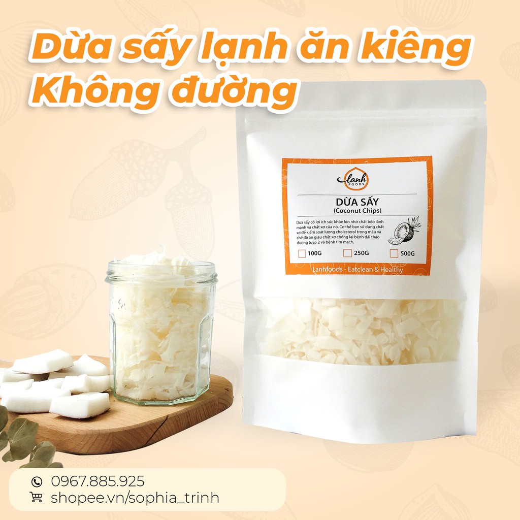 Dừa Sấy Khô Nguyên Chất Không Đường, Ăn Kiêng DAS/KETO/LOWCARB 150g - 250g | WebRaoVat - webraovat.net.vn