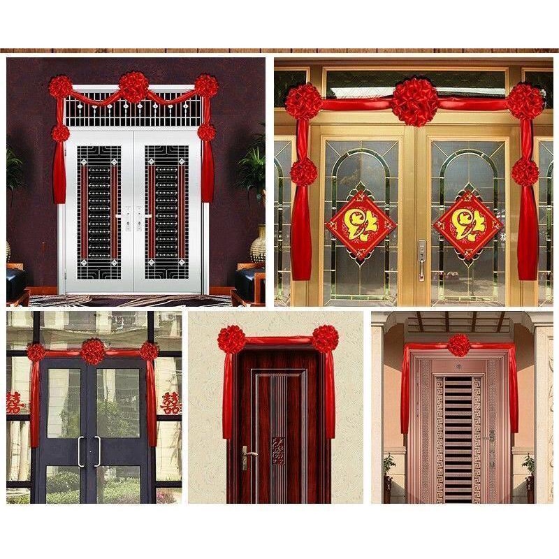 A-LIFE Quả Bóng Treo Cửa Bằng Vải Lụa Màu Đỏ Hoa Cẩm Tú Cầu Lớn Trang Trí Nhà Cửa Tiệc Cưới Mới