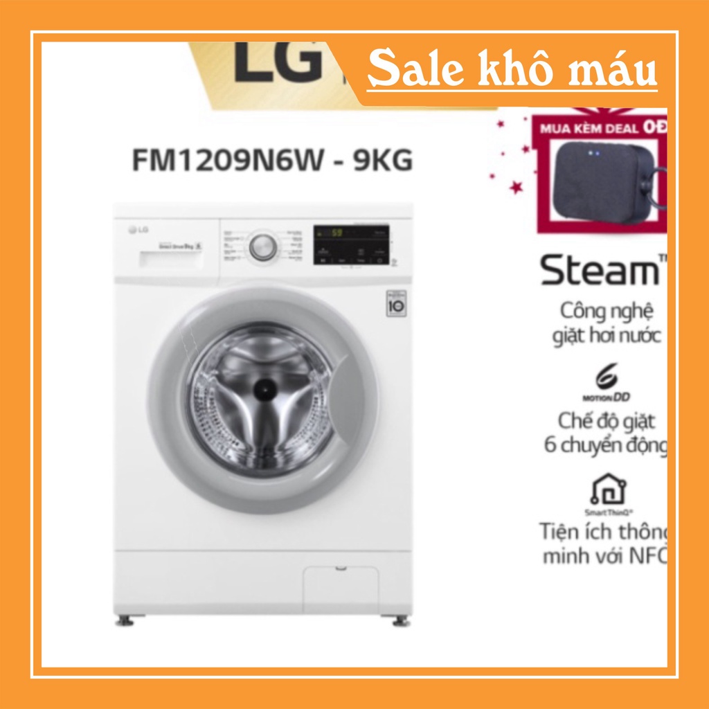 Máy giặt lồng ngang LG Inverter 9kg (Trắng)-FM1209N6W - Miễn phí lắp đặt - Sale Khô Máu