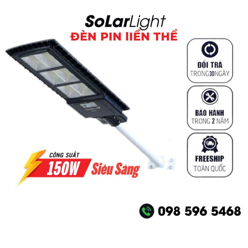Đèn năng mặt trời liền thể 150W, Tấm pin năng lượng mặt trời liền đèn, Bảo hành 2 năm tiêu chuẩn chống nước IP67