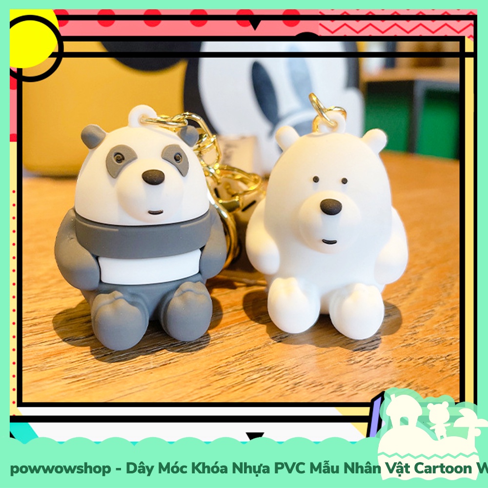 [Sẵn VN - Hỏa Tốc] Dây Móc Khóa Nhựa PVC + Gel Silica Mẫu Nhân Vật Hoạt Hình Cartoon We Bare Bear