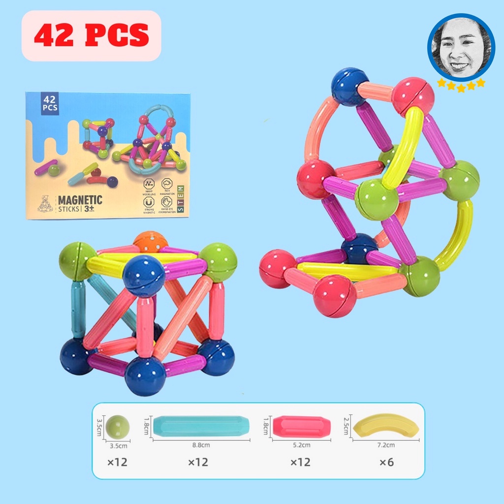 Xếp hình nam châm đồ chơi cho bé lắp ghép lego Montessori giáo dục an toàn thông minh 42 64 chi tiết