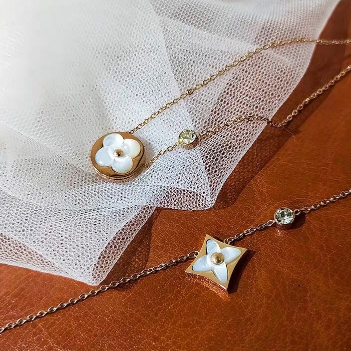 Dây Chuyền Mạ Vàng Hồng 18k Mặt Tròn Đính Đá Phong Cách Hàn Quốc Cho Nữ