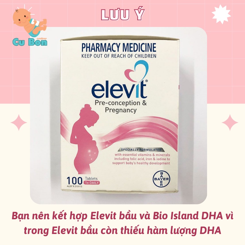 Elevit Bầu bú của Úc (100 viên/60v) bổ sung Vitamin C, D3, Axit Folic cho phụ nữ chuẩn bị mang thai mẹ bầu mẹ sau sinh