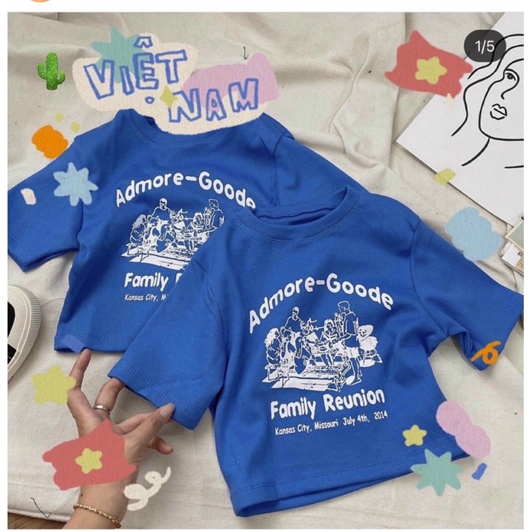 ÁO CROPTOP ADMORE - GOODE XANH CHỮ TRẮNG PC ALOHASHOP91