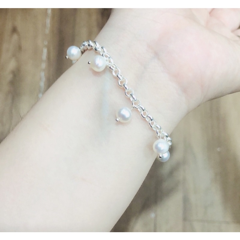 Lắc tay bạc ta trắng đính hạt nhỏ 6ly - NT01 - Ngọc Trai Trường Thịnh