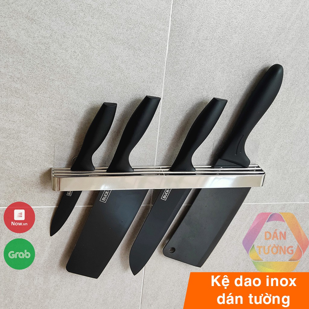Giá kệ để dao inox 304 dán tường MDT, hộp đựng dao 3 khay cắm cao cấp chịu lực 5kg dụng cụ nhà bếp - GDI