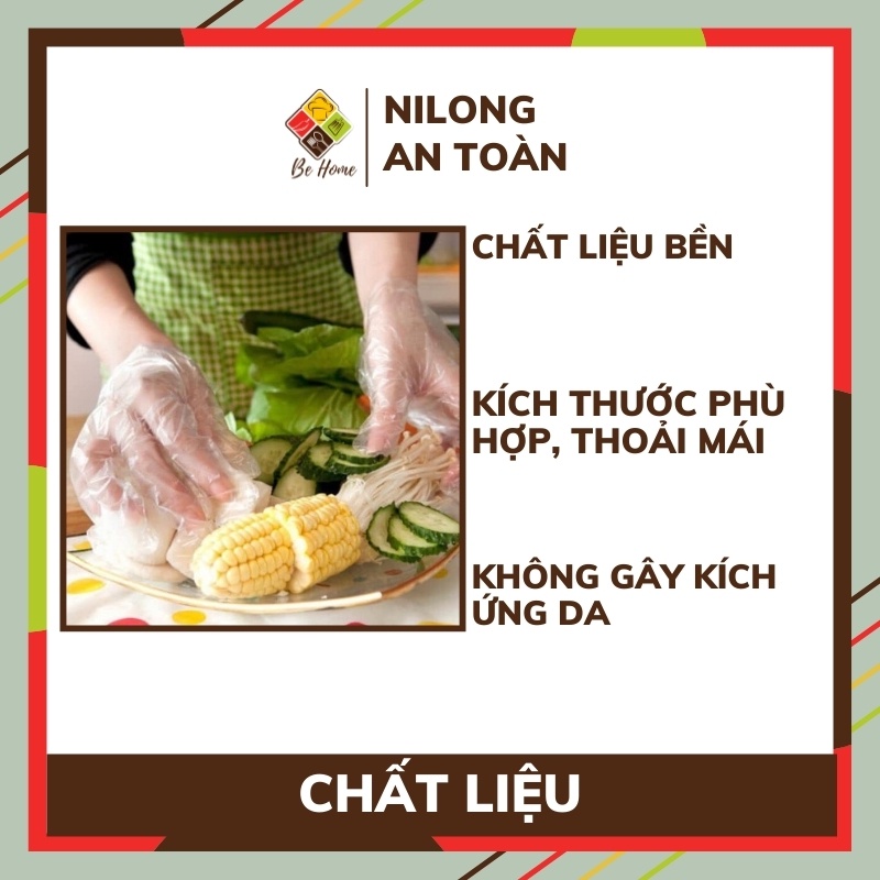 Găng tay dùng 1 lần BEHOME Bao tay nilon nấu bếp Găng tay nhuộm tóc (Hộp 100c/50 đôi)