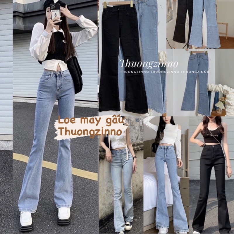 [Ảnh thật/Video] Quần jean nữ 97cm ống loe may gấu lưng cao dáng ôm skinny quần bò nữ cạp cao ống đứng loe nhẹ | WebRaoVat - webraovat.net.vn