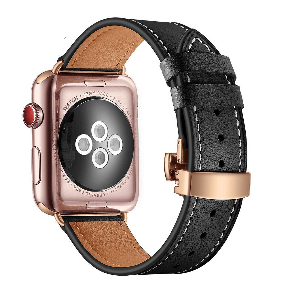 Dây Đeo Da Khóa Bướm Dành Cho Đồng Hồ Thông Minh Apple iWatch Series 6 SE 5 4 3 40/44mm