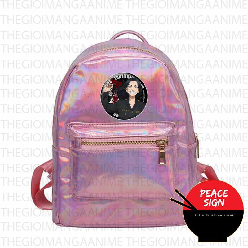Balo hologram bạc hồng in hình TOKYO REVENGERS NHÂN VẬT ver TRÒN chibi anime thời trang