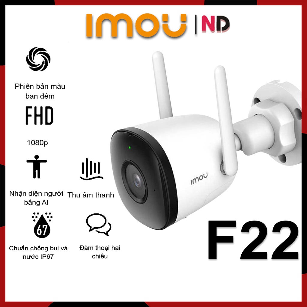 Camera Ngoài Trời Wi-Fi 2MP IMOU F22FP Màu Ban Đêm - Hàng Chính Hãng Bảo Hành 24 Tháng