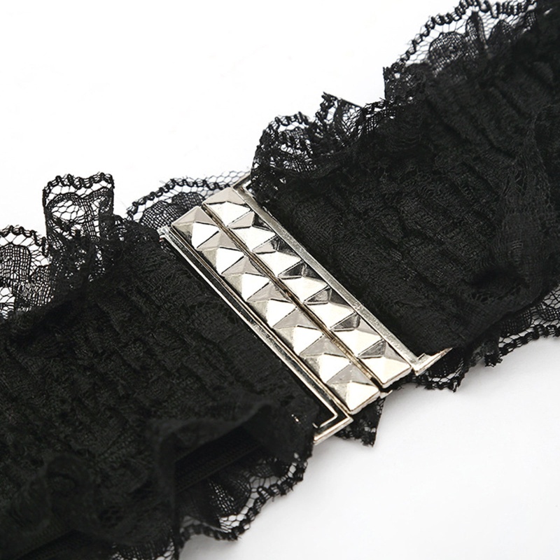 Thắt lưng ren bản rộng co giãn màu trắng đen tinh tế thời trang cho nữ