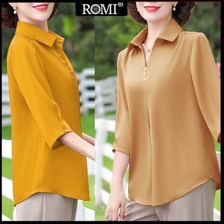 Romi - áo sơ mi quý bà size lớn kiểu áo kiểu trung niên, thời trang trung niên, áo tặng mẹ trung niên 3a01 3a05