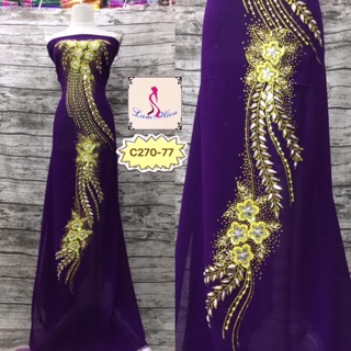 Vải áo dài kết cườm