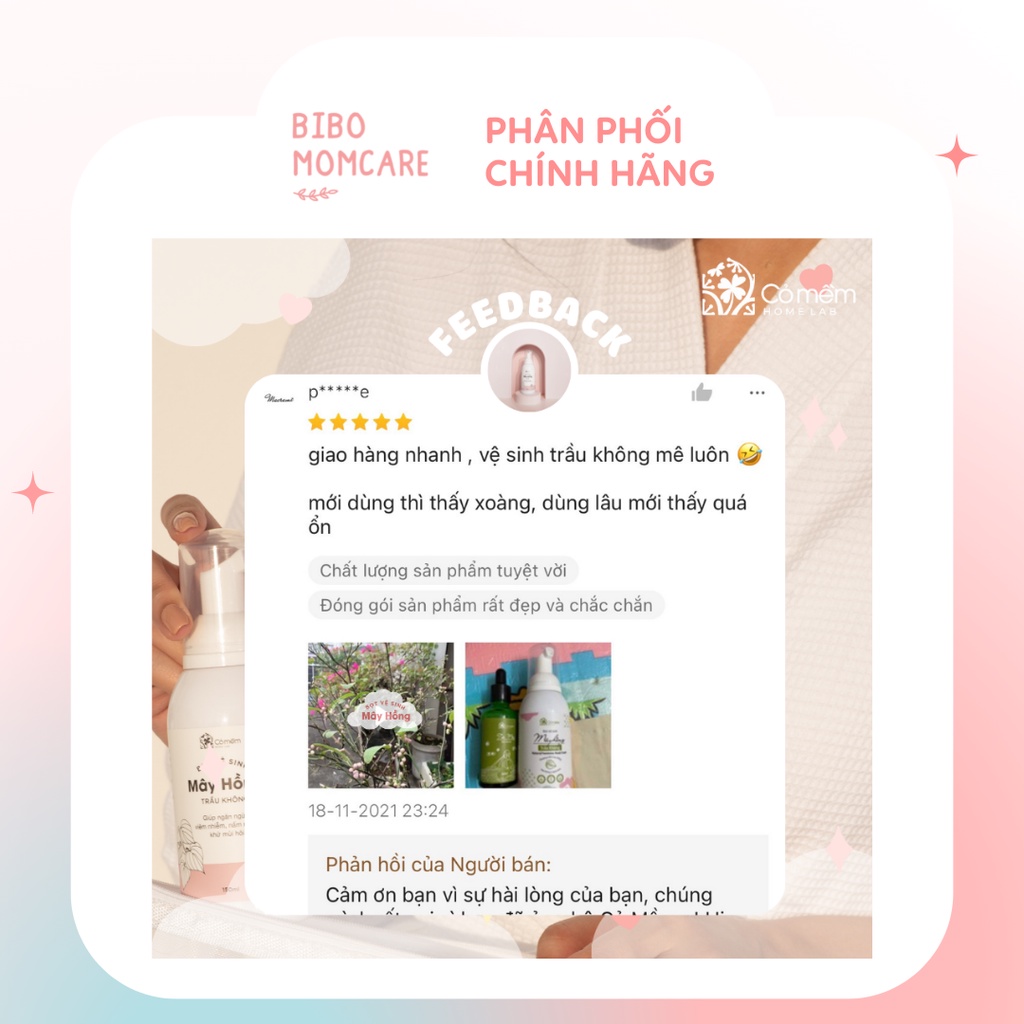 Dung dịch vệ sinh dành riêng cho Mẹ bầu và sau sinh - Bọt Mây Hồng Kháng Khuẩn Chống Lão hoá cô bé 150ml