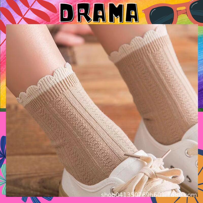 Tất nữ cổ ngắn cute, Vớ nữ cổ ngắn [Vintage] Phong cách Hàn Quốc nhiều màu thêu dệt tỉ mỉ PHỤ KIỆN DRAMA TAT014