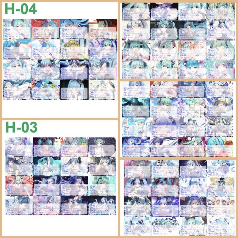 Nhãn vở miku 96 cái khác nhau/nhãn vở hatsune miku