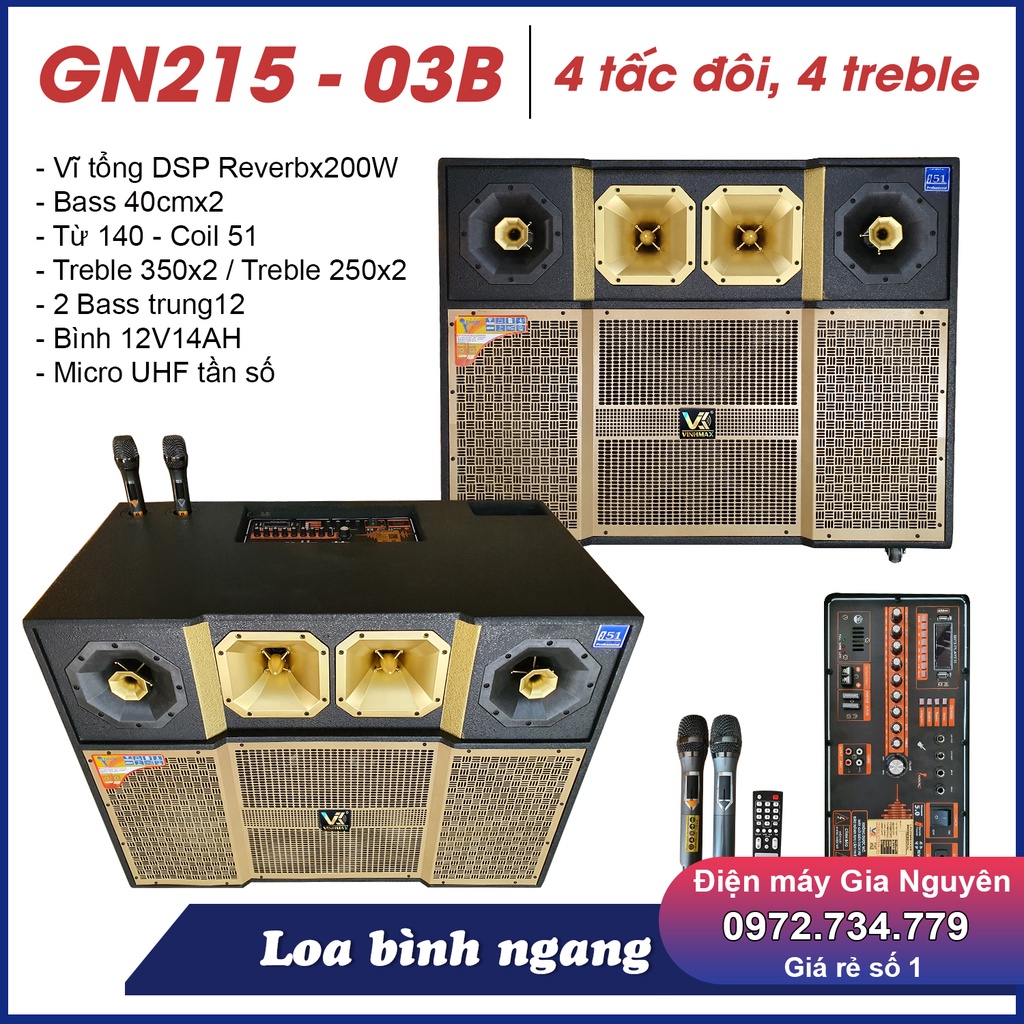Loa kéo khủng 4 tấc đôi, 4 treble, công suất cực đại. Bảo hành 12 tháng