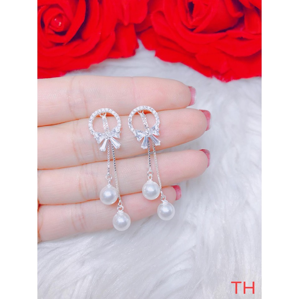 Bông tai thắt nơ cho nữ lại treo trai đôi bạc