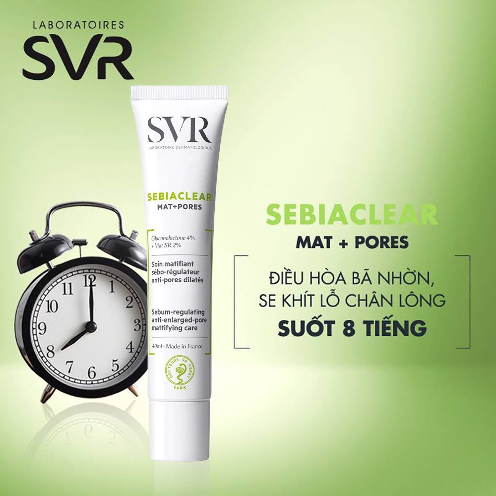 Kem Giảm Mụn, Kiềm Dầu, Se Khít Lỗ Chân Lông SVR Sebiaclear Mat + Pores Pháp 40ML