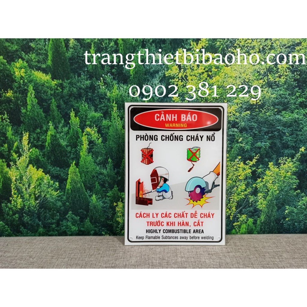 Biển cảnh báo mica Phòng Chống Cháy Nổ kích thước 15 x 21cm