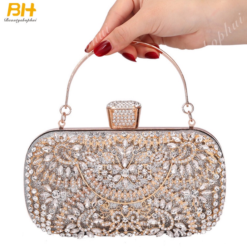 Ví Cầm Tay Đính Đá Pha Lê / Hoa Thời Trang Sang Trọng Cho Nữ