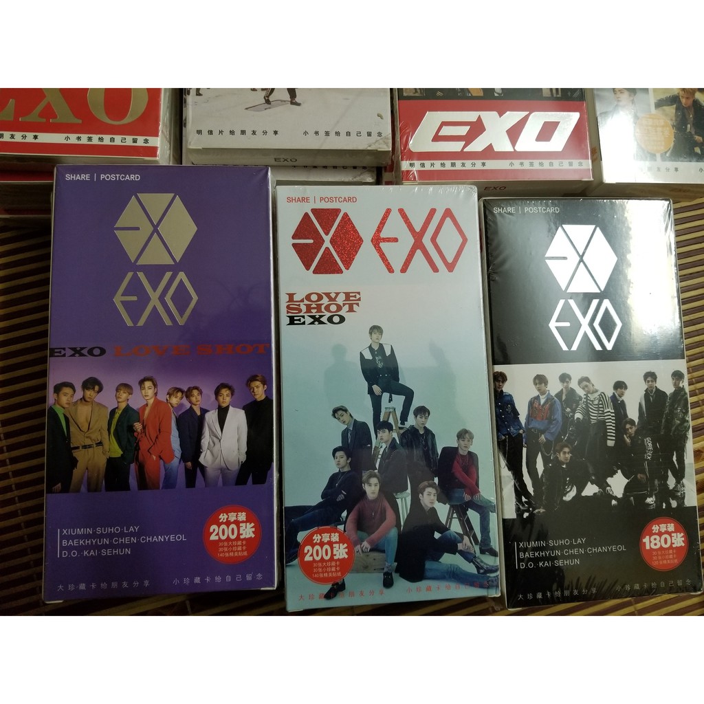 Hộp postcard EXO (30 postcard + 2 tấm sticker + 30 lomo)