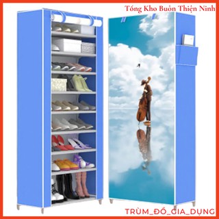 Tủ Vải Kệ Để Giầy Dép 3D 10 Tầng Khung Inox Kiểu Dáng Hiện Đại Sang Trọng - Dễ Nắp Đặt