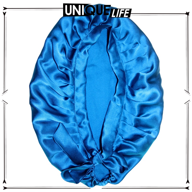 Mũ trùm đầu chăm sóc tóc khi ngủ bằng lụa nguyên chất 100% màu đen cho nữ