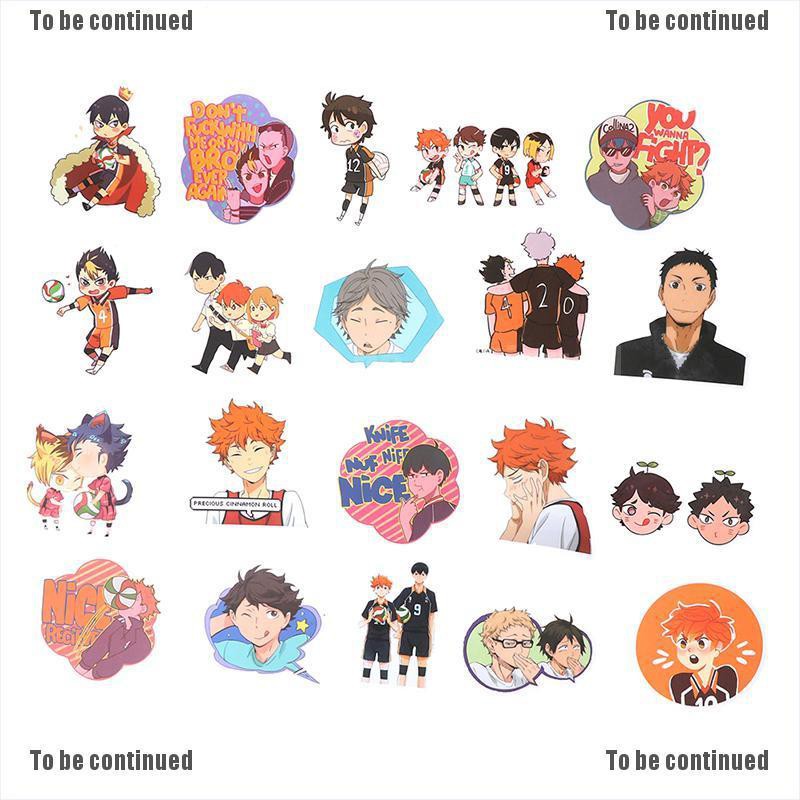 Bộ 50 miếng dán PVC chống thấm nước hình ảnh anime Haikyuu trang trí vali hành lý/laptop/ván trượt theo ý thích