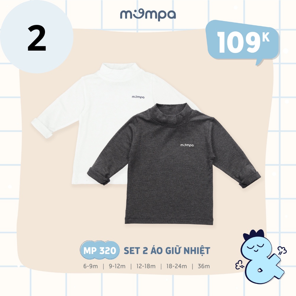 SET 2 áo giữ nhiệt cho bé cổ 3cm Mompa 6 tháng - 3 tuổi vải Modal giữ ấm thu đông co giãn mềm dáng ôm 320