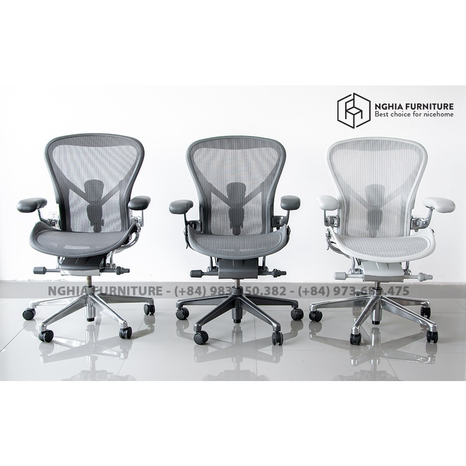 Ghế công thái học Nghia Furniture Ergonomic Herman Miller Aeron - Size B, phiên bản mới nhất Remastered, đủ màu sắc