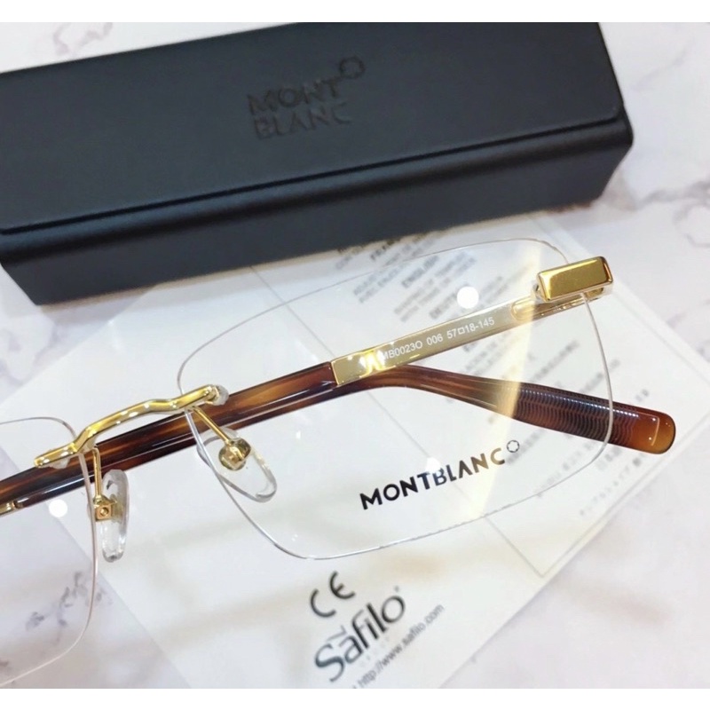 Gọng kính khoan Titanium mạ vàng 23k Montblanc