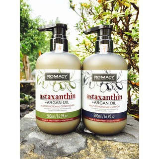 Cặp dầu gội, dầu xả Romacy Astaxanthin Argan Oil 500ml*2 dưỡng tóc hư tổn và chống lão hóa tóc