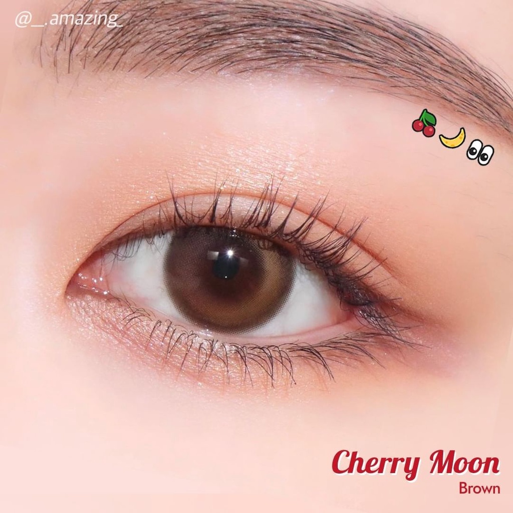 Lens Trăng Khuyết Áp Tròng CHERRY MOON Brown 1 Ngày - Mẫu Hottrend nội địa Hàn OLENS KOREA Ẩm Cao Phù Hợp Mắt Nhạy Cảm