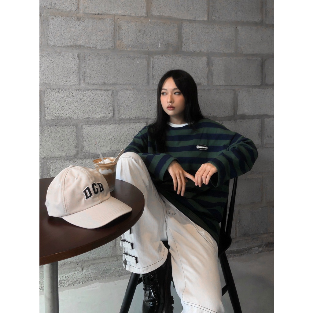 Áo Phông Tay Dài local brand - Áo Thun không cổ sọc Dragonbyboi BASIC FREESIZE Tee Long Sleeve (100% cotton cao cấp)