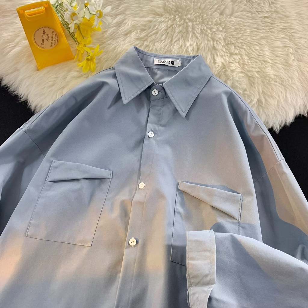 Áo Sơ Mi Nam Dài Tay Màu Trơn Thời Trang Nhật Bản Cỡ M-2XL