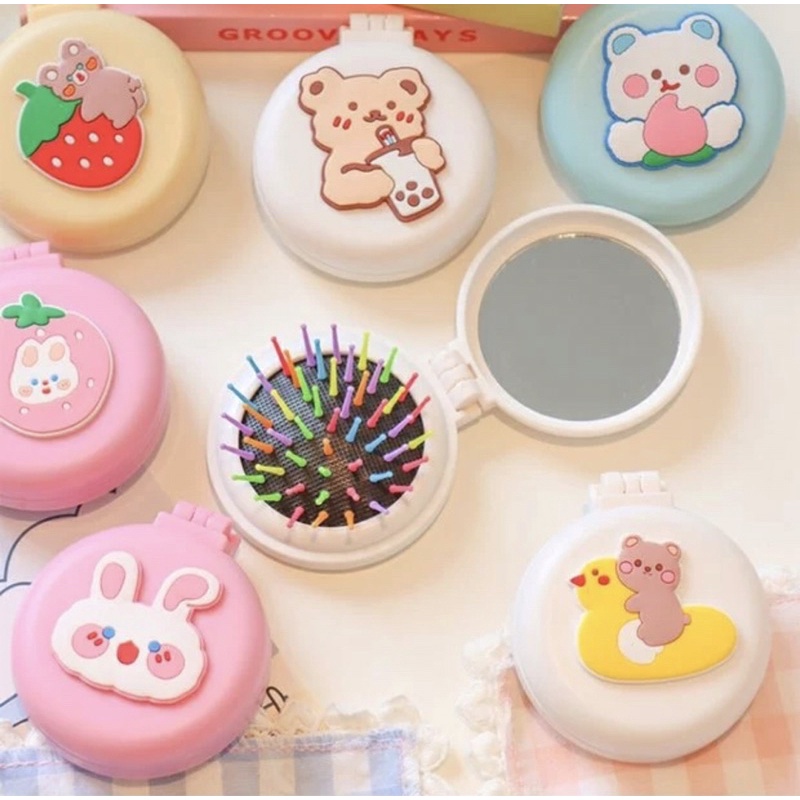 Lược Gương [2in1] Mini Gấp Gọn Tiện Ích Siêu Cute