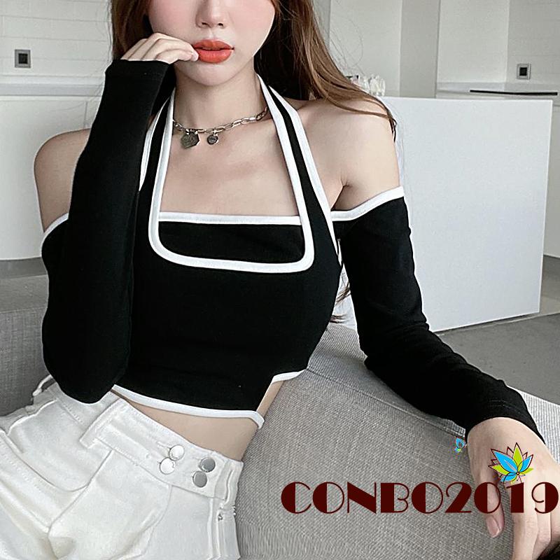 Áo thun lửng tay dài hở lưng thời trang quyến rũ cho nữ